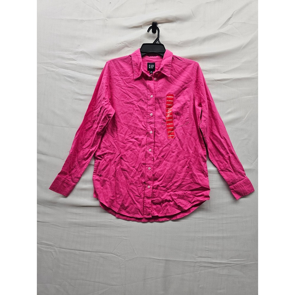 Gap Womens Button Down Shirt Pink Linen Blend Relaxed Size XS
